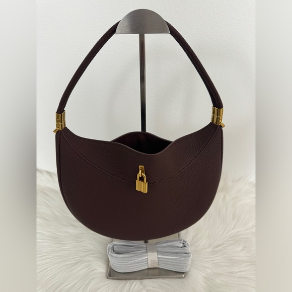 Vegan Luna Crescent Leather Bag Burgundy - Picture 6 of 9